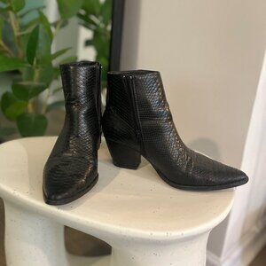 Lulus x Matisse Spirit Black Snake Pointed Toe Ankle Booties